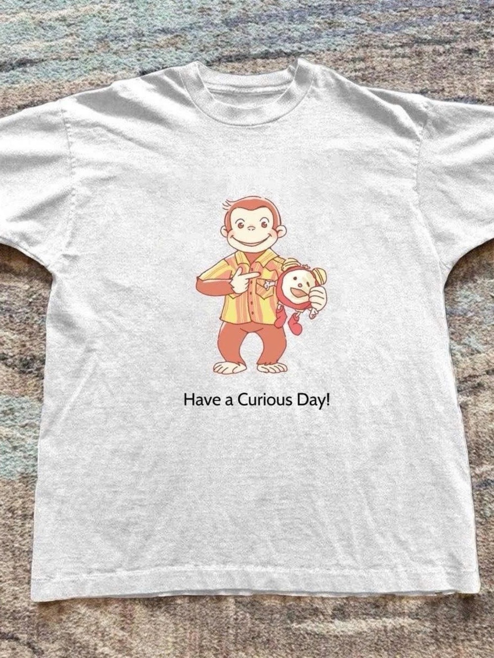 Curious Monkey Graphic Kids T-Shirt in White
